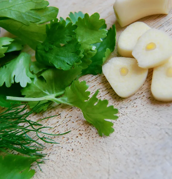 stock image Garlic and greenery