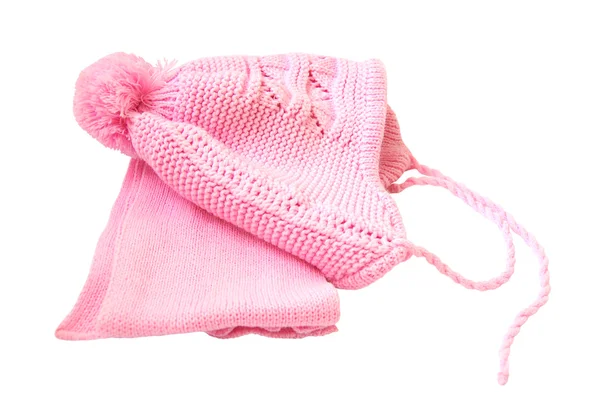 Sombrero de invierno rosa y bufanda — Foto de Stock