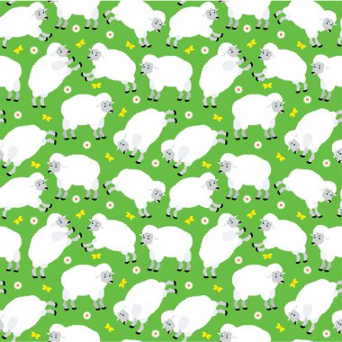 Seamless sheeps pattern clipart