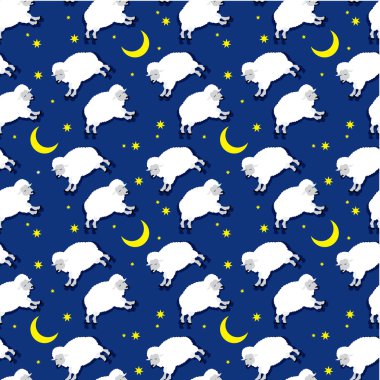 Seamless sleeping lambs pattern clipart