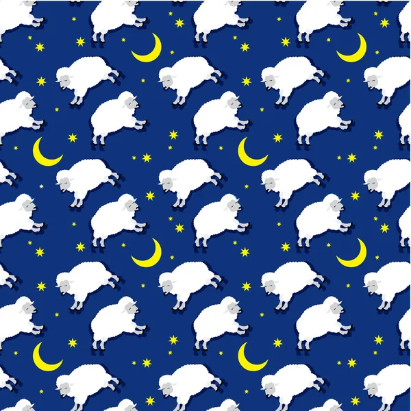 Seamless sleeping lambs pattern — Stock Vector