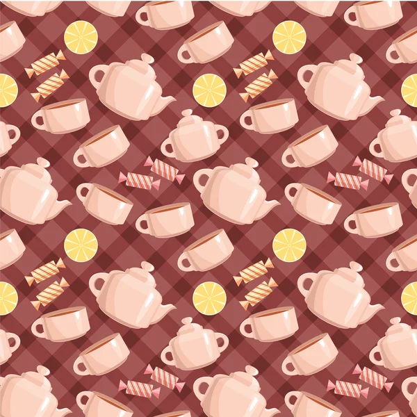 Modèle de thé sans couture — Image vectorielle