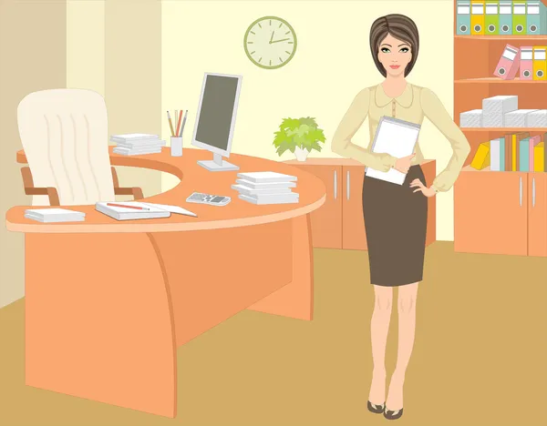 Femme d'affaires en fonction — Image vectorielle