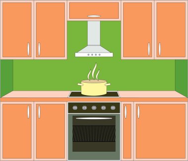 Kitchen furniture. Interior clipart