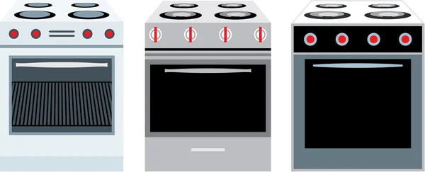 Cuisinières. trois types différents — Image vectorielle