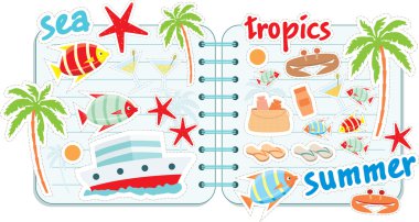 Scrapbook elements with tropics clipart