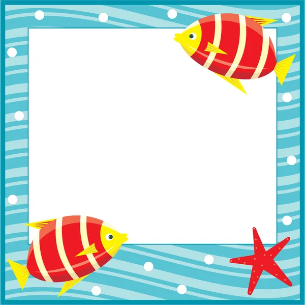 Rámec pro fotografie. moře téma. ryby. — Stockový vektor