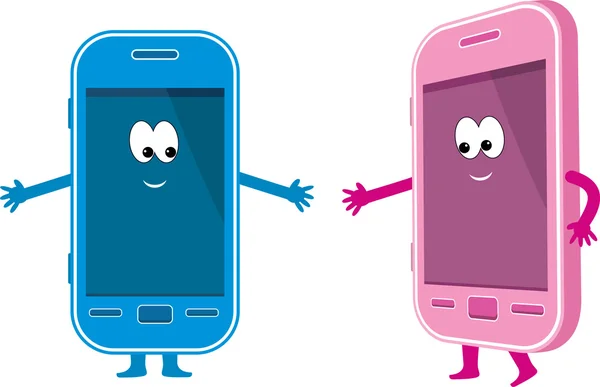 Deux téléphones - rose et bleu — Image vectorielle