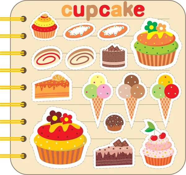 Scrapbook elements with cupcakes. — Stock Vector