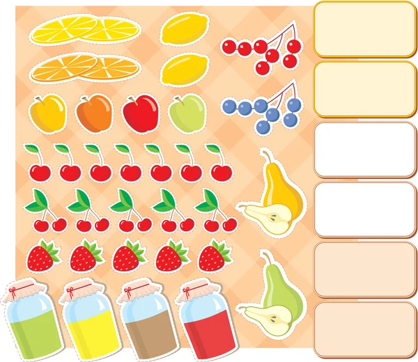 Éléments de scrapbook avec fruits et confiture . — Image vectorielle