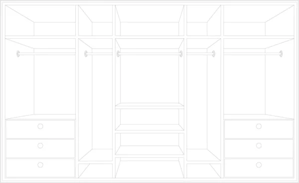 Ritning av en garderob. formulera av möbler — Stock vektor