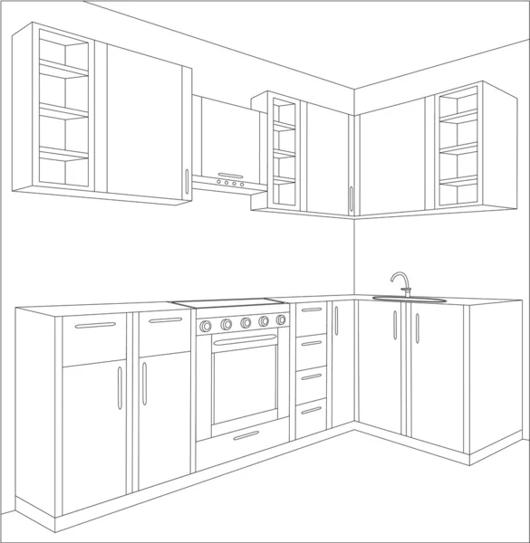 厨房的草案 — 图库矢量图片