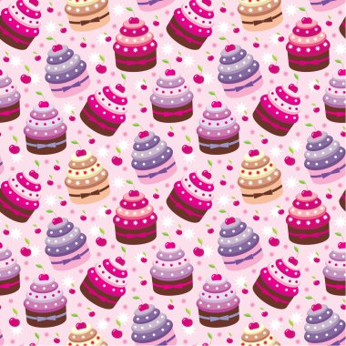 Seamless cupcake pattern clipart