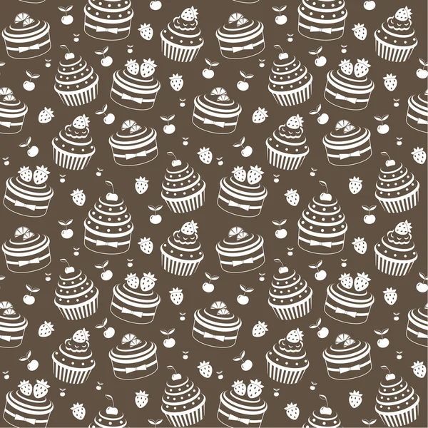 Sömlös cupcake mönster — Stock vektor