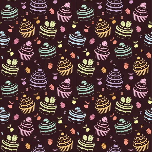 シームレスなカップケーキ パターン — ストックベクタ