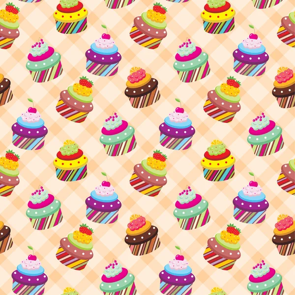 シームレスなカップケーキ パターン — ストックベクタ