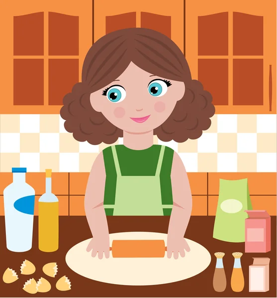 Kobieta przygotowuje ciasta — Wektor stockowy