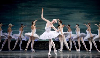 Russian royal ballet perform Swan Lake ballet clipart