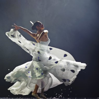 Çin ünlü dansçı yang liping tavus kuşu dans sahnede gerçekleştirir.