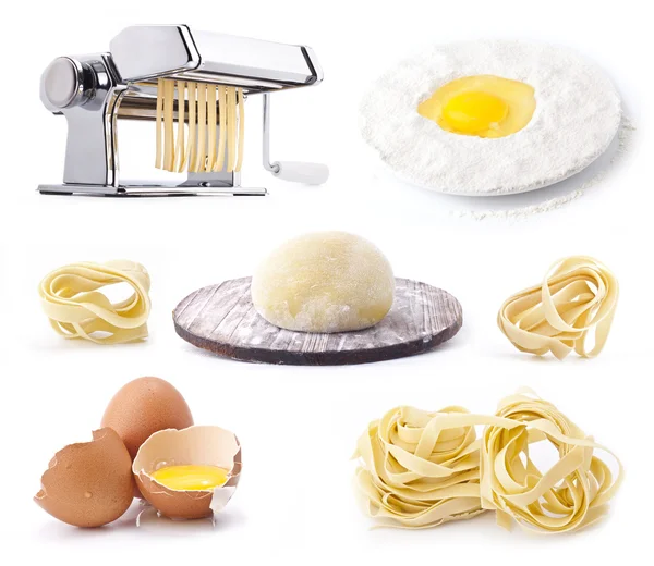 Uppsättning av produkter och verktyg för hemgjord pasta — Stockfoto