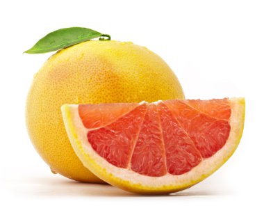 Grapefruit with leaves and drops clipart