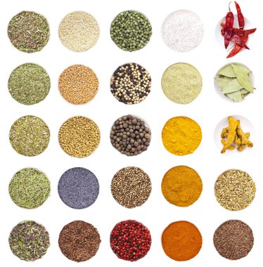 Collection of spices and herbs clipart