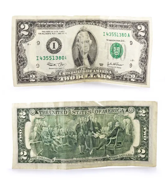 Banconota da due dollari — Foto Stock