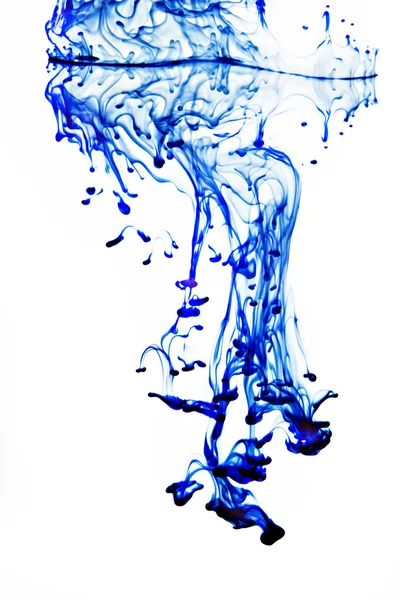 Inkt in water blauw en wit Stockfoto