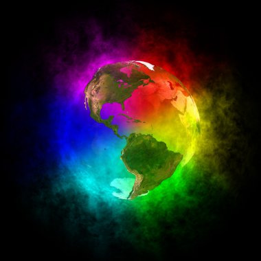 Rainbow planet Earth - America clipart