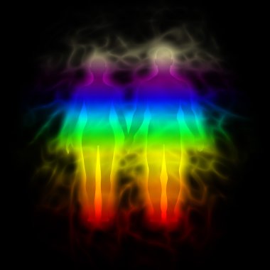 Rainbow silhouette with aura - woman and man clipart