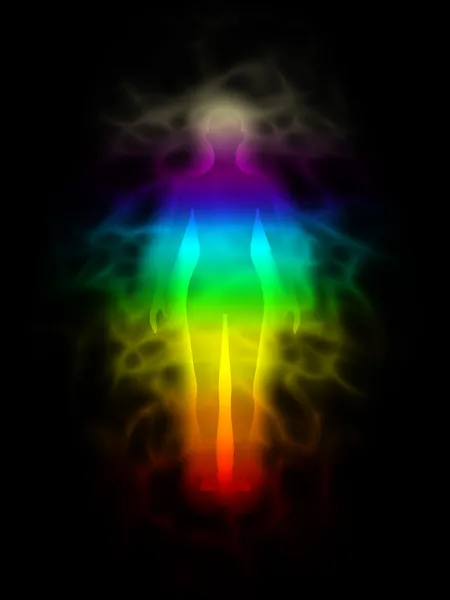 オーラ - 女性のシルエットの虹 — ストック写真