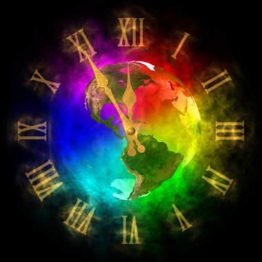 Cosmic clock - optimistic future on Earth - America clipart