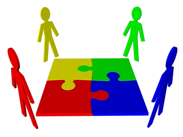 Figuren und Puzzle - Geschäftsteam, Teamwork — Stockfoto