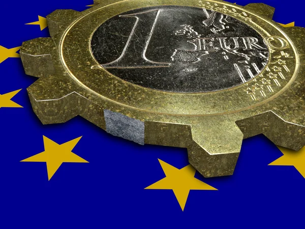 stock image Depression - EURO coin as broken cogwheel