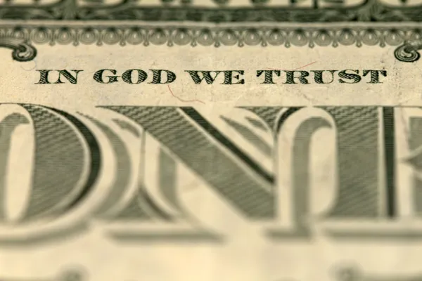 В Бога верим - банкнота один доллар — стоковое фото