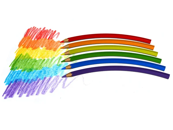 彩色铅笔的彩虹 — 图库照片