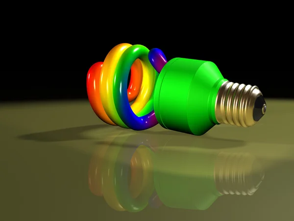 Lámpara fluorescente compacta Rainbow escena — Foto de Stock