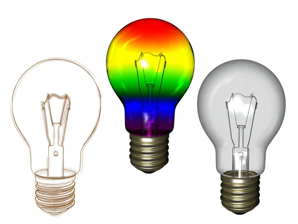 stock image Rainbow clear and sketched bulb isolated on white background