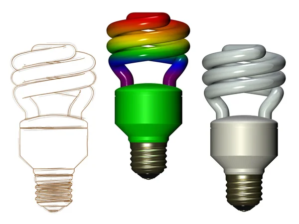 stock image Rainbow white and sketched compact fluorescent lamp