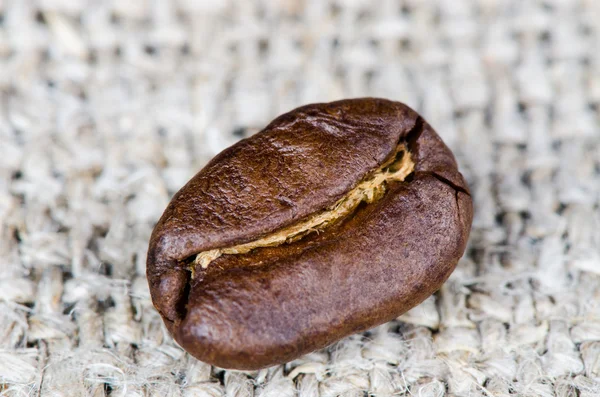 Granos de café sobre un paño áspero — Foto de Stock