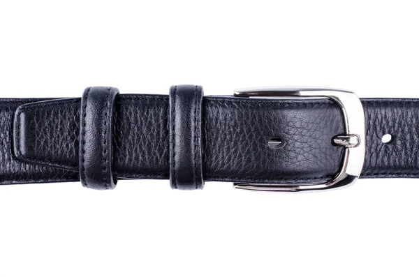 Cinturón negro con hebilla aislada — Foto de Stock