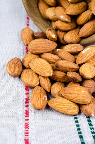 Almonds on a cloth — Stock Photo, Image