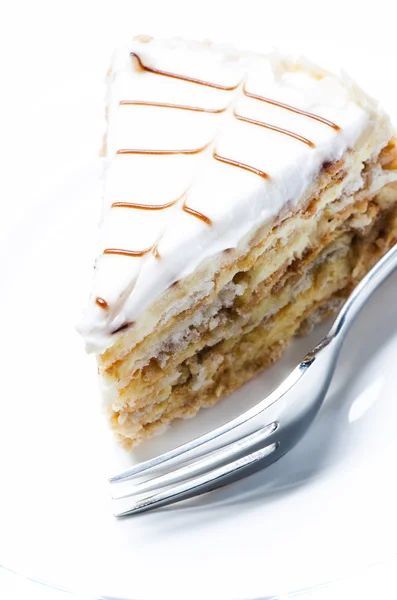 stock image Slice of almond cake close up