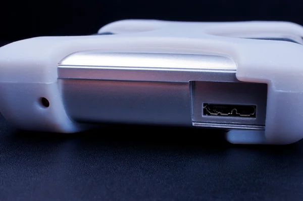 External hard drive with USB 3.0 socket — Stock Photo, Image