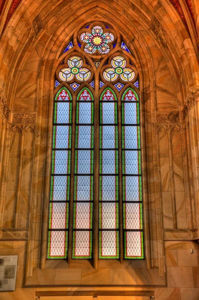 Stained glass window of church close up — Stock Photo, Image