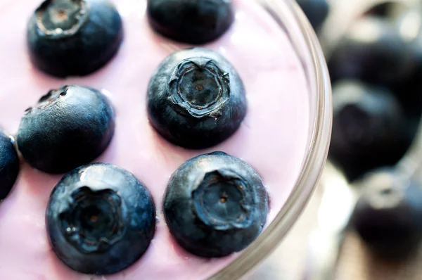 Borůvkový jogurt s borůvkami — Stock fotografie