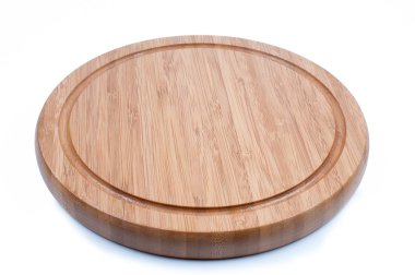 Bamboo round cutting board isolated clipart