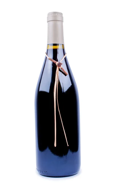 Wine bottle with grapevine isolated — Stock Photo, Image