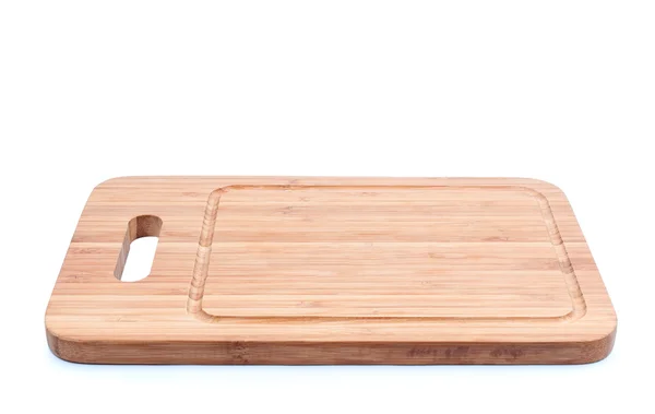Placa de corte de bambu isolada — Fotografia de Stock