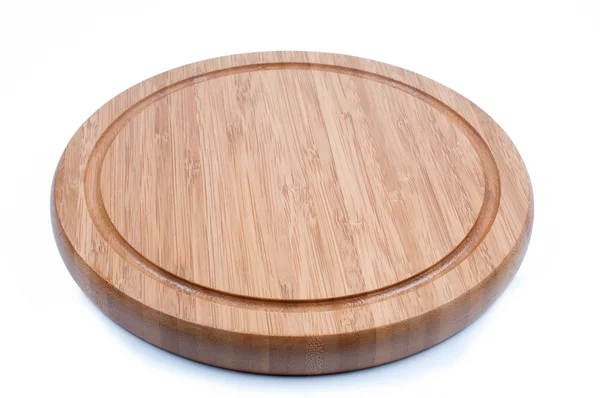 Bamboo round cutting board isolated — Stock Photo, Image